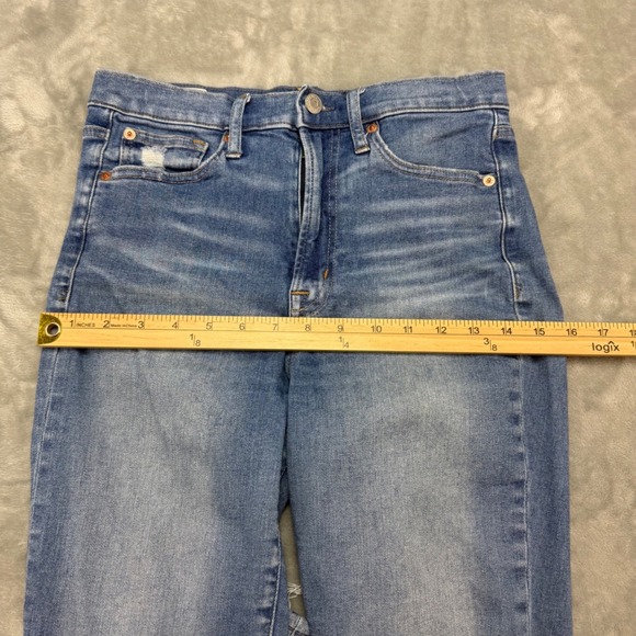 GAP True Skinny Ankle Sky High Jeans Distressed Blue Denim Size 28 (28x25) - Picture 9 of 11